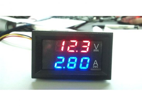 Digitale voltmeter + amperemeter met display 100V / 10A